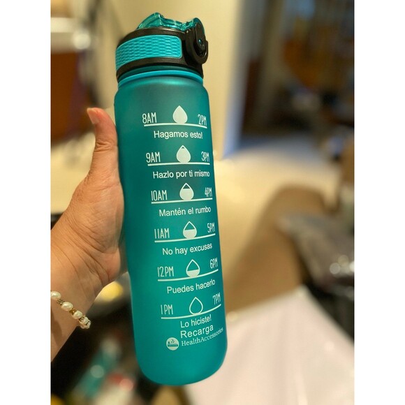 NWT 32 OZ motivational water bottle with straw time marker BPA & toxins free - Picture 5 of 12
